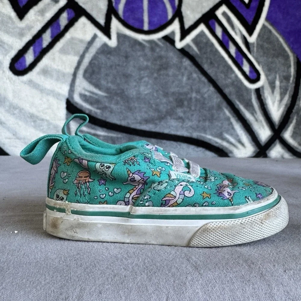 Size 4c - Vans Sea party shoes Youth Green Fish